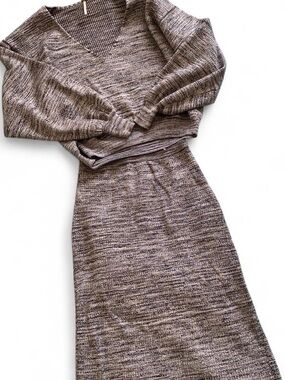 Free people Cozy Knit Two-Piece Set in Heathered Taupe